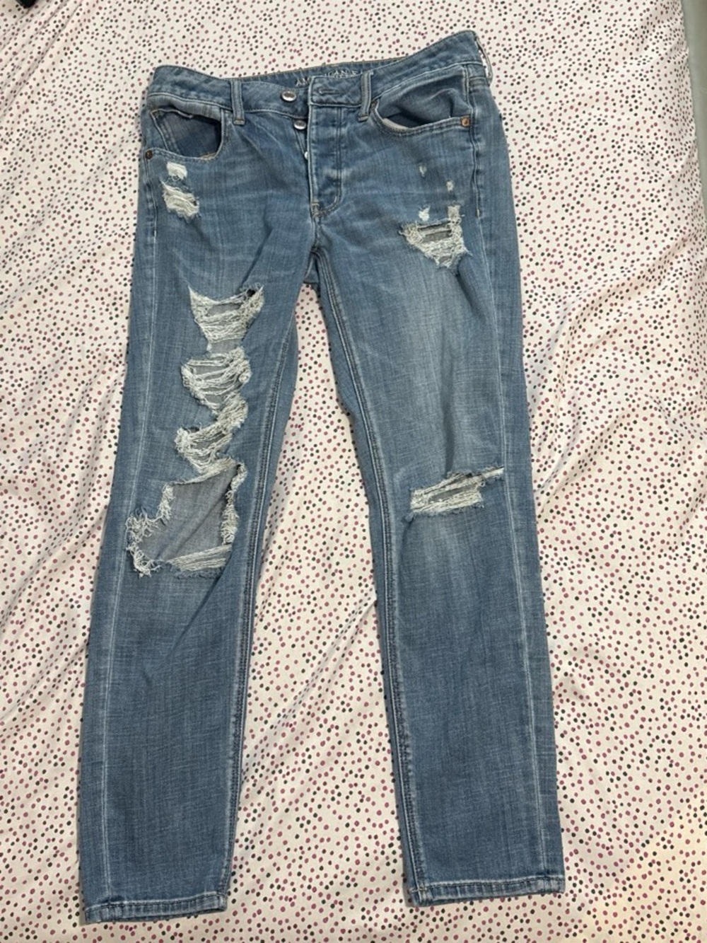 American Eagle Outfitters Distressed Light Blue Skinny Jeans